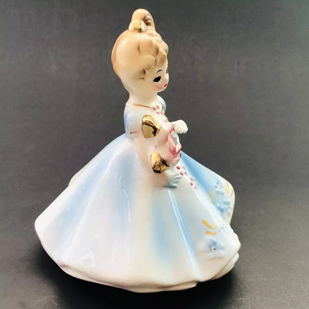 Vintage Josef Originals Blue Dress Girl Doll Figurine April Birthstone Birthday - Picture 5 of 8